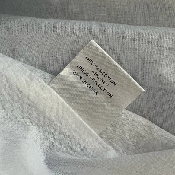 NWT Brown Bowen & Company Girls Kaki Lt Blue Linen Dress w Ruffle Collar Sleeves